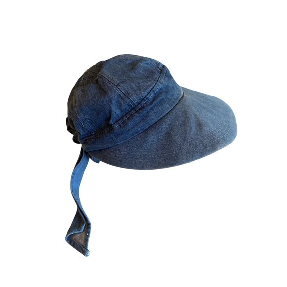Denim Sun Hat With Tie Back Y2K Casual Hippie 70s Inspired - Picture 3 of 5